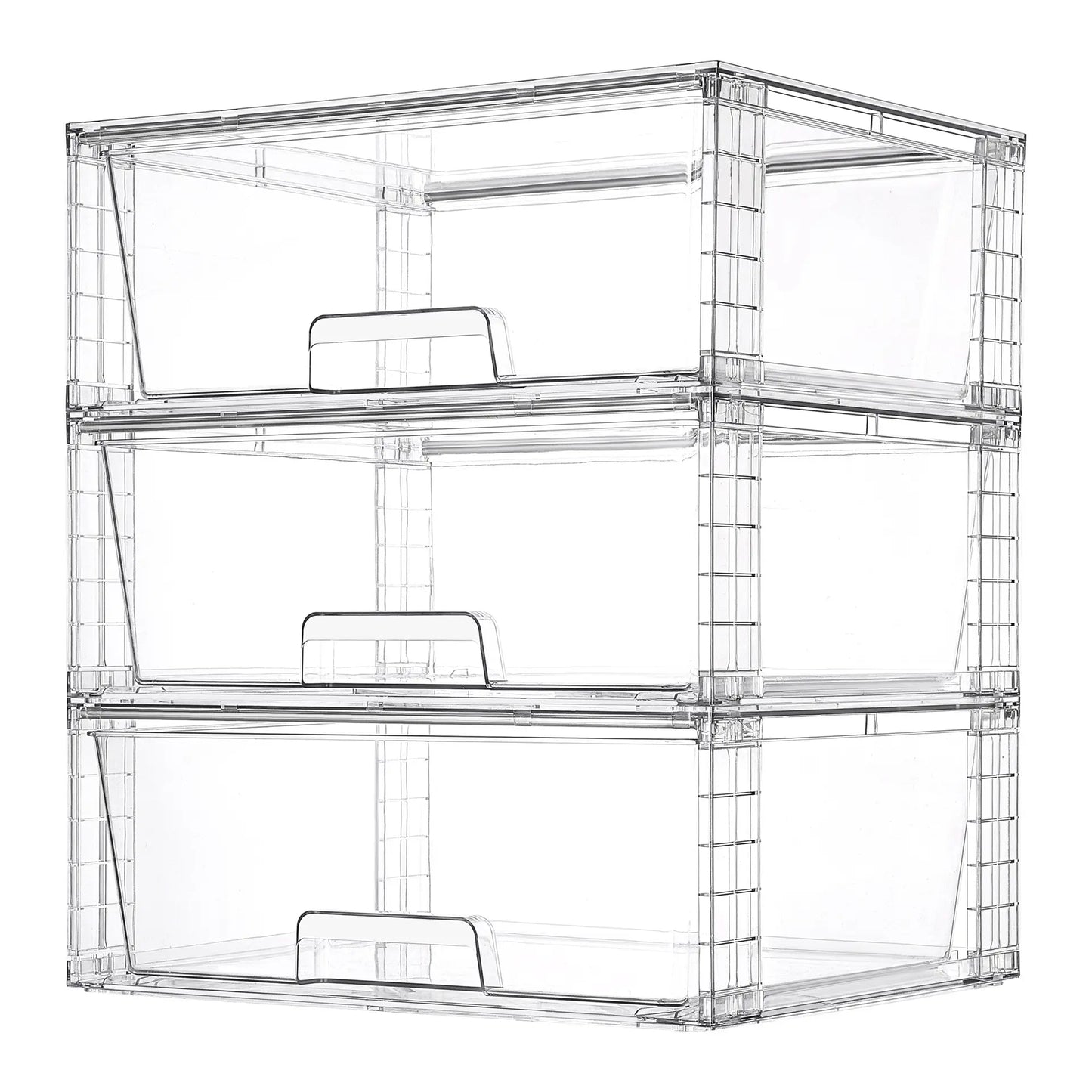 4 Pack Easy Assembly Acrylic Storage Drawers Large Stackable Organizers for Bathroom Pantry Makeup Medicine Organization Plastic