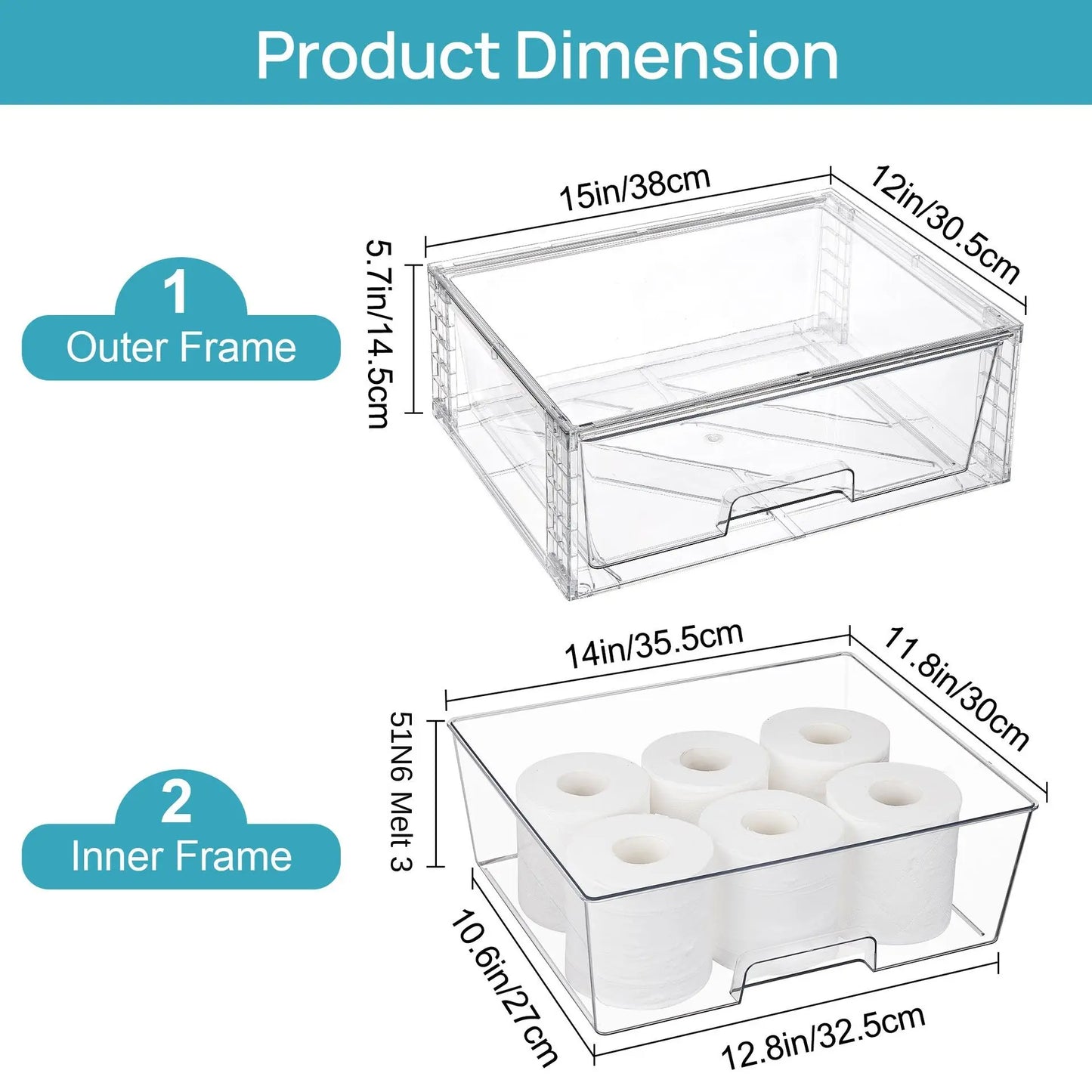 4 Pack Easy Assembly Acrylic Storage Drawers Large Stackable Organizers for Bathroom Pantry Makeup Medicine Organization Plastic